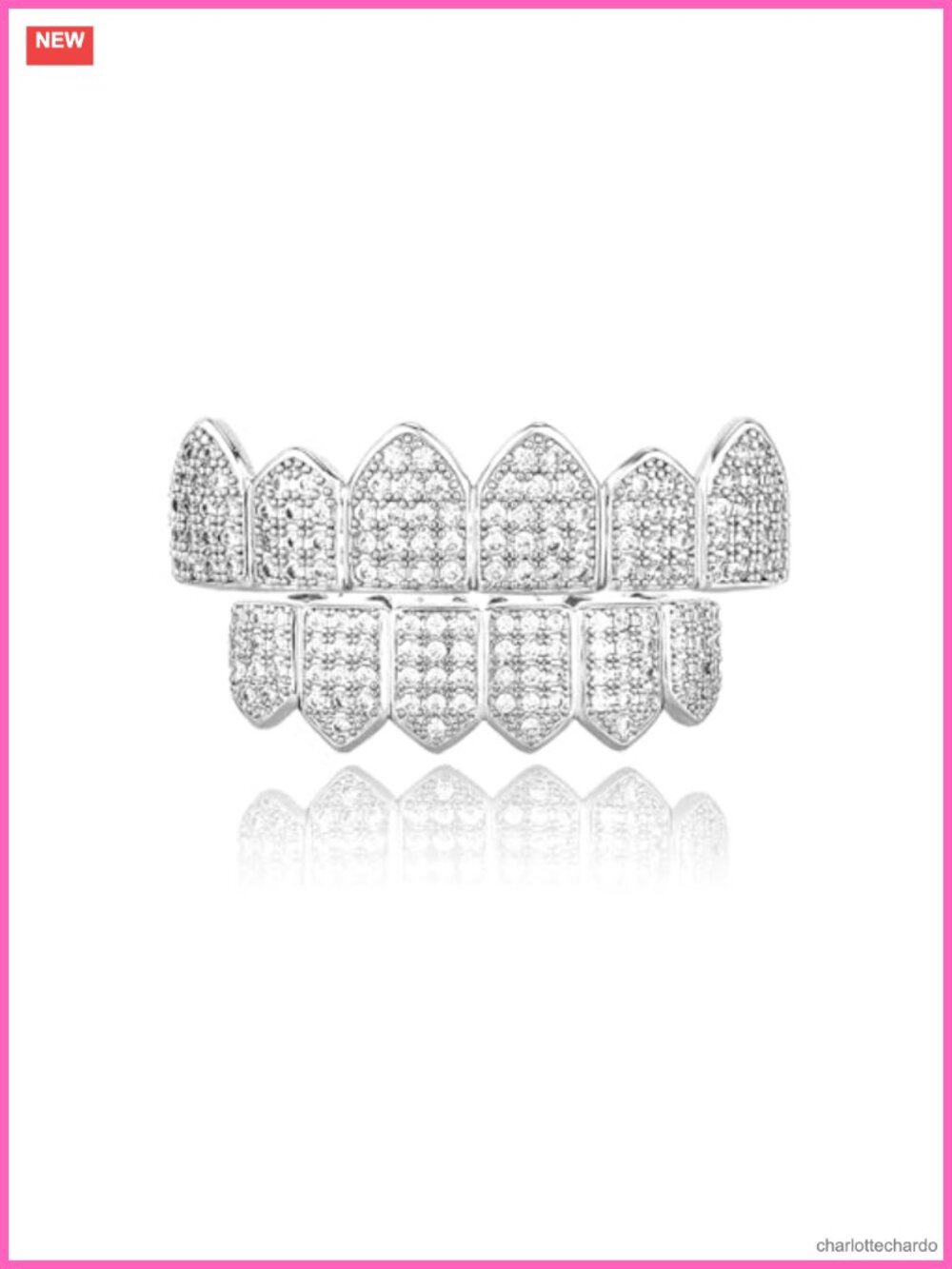 18K Gold Plated Vampire Teeth Grillz with CZ Fangs for Costume Cosplay